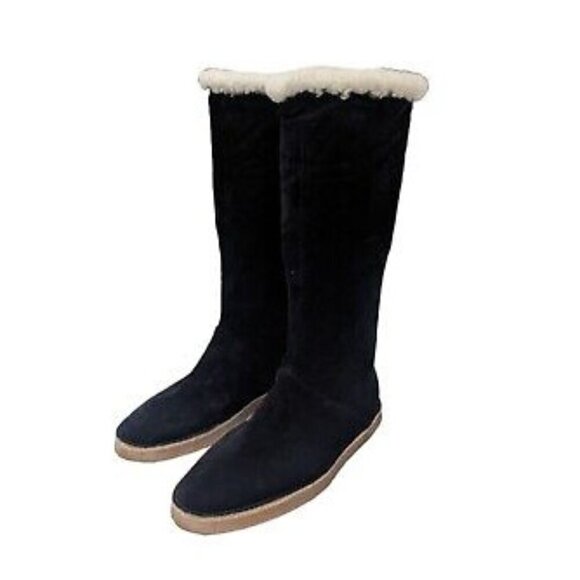 NWT Stuart Weitzman black suede shearling bootie - Picture 2 of 9